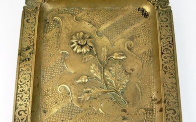 19th C. Bronze Engraved Tray