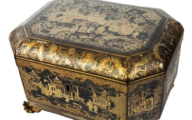 19th C. Chinese Lacquered Sewing Box