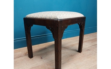 19th C. mahogany and upholstered stool in the Chippendale st...
