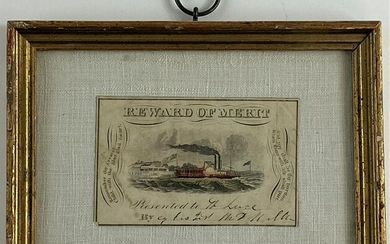 19th Century Engraved "Reward of Merit", Framed