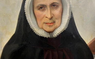 19th Century French Portrait of a Nun Large Oil Painting 1898 1898