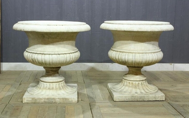 19th Century Pair Marble Urns