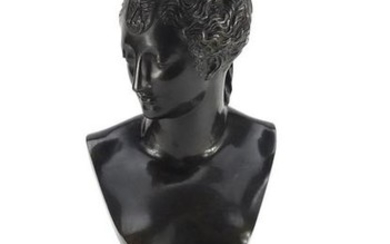 19th century classical patinated bronze bust of a nude