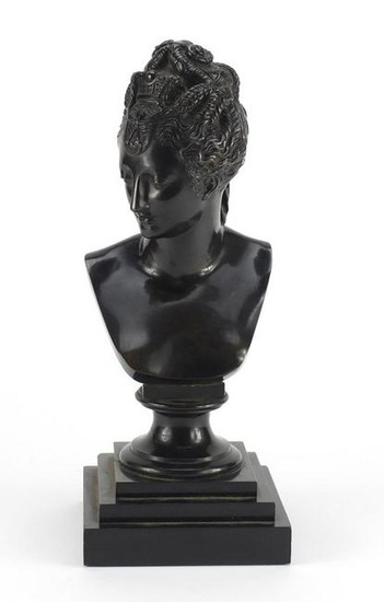 19th century classical patinated bronze bust of a nude