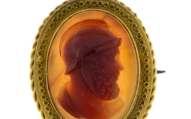 19th century gold agate cameo brooch