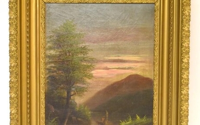 19thC. American School; Oil View of the Hudson