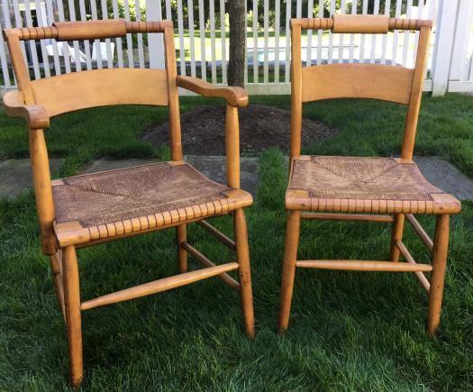 2 Country Style Rush Seat Chairs
