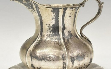 (2) ITALIAN HAMMERED .800 SILVER PITCHER & PLATE