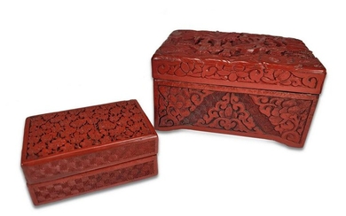 2 Vintage Chinese cinnabar boxes