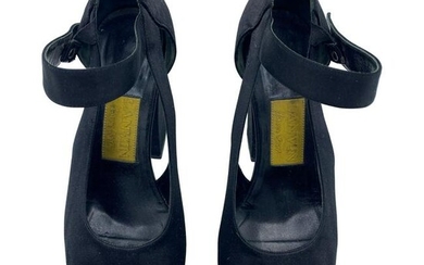 2007 Lanvin Black Suede High Heels Sandals, Size 39