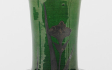 Shofu silver overlaid ceramic vase