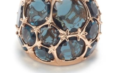 Mimí, A Blue Topaz and Sapphire Ring