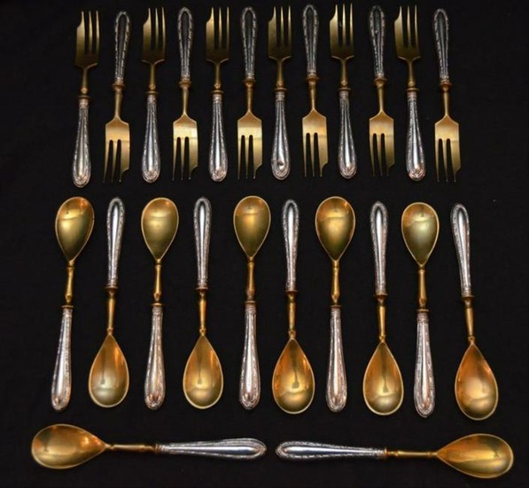 24 Pc. Set Of 800 Silver Forks And Spoons