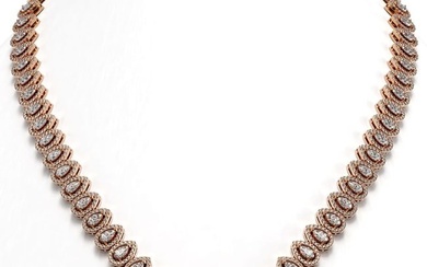24.19 ctw Pear Cut Diamond Micro Pave Necklace 18K Rose Gold