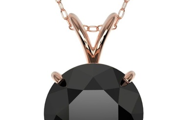 2.50 ctw Fancy Black Diamond Solitaire Necklace 10k Rose Gold