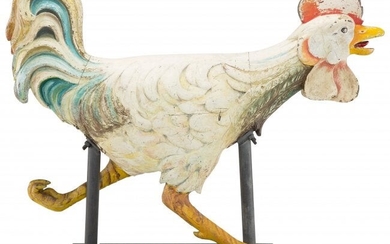 27007: A Carved and Painted Wood Carousel Rooster Attri