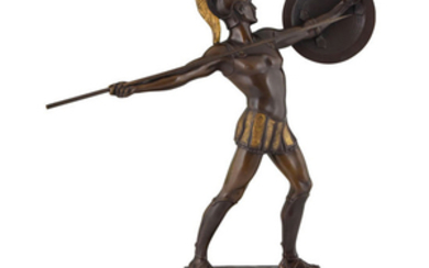 H.J. Rieder - Art Deco sculpture bronze warrior with spear