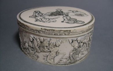 Okimono - Elephant ivory - Boîte avec couvercle - Japan - 19th century