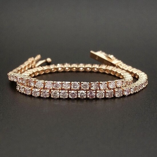 2.84ct Natural Fancy Mix Pink Diamonds - 14 kt. Pink gold - Bracelet - ***No Reserve Price***