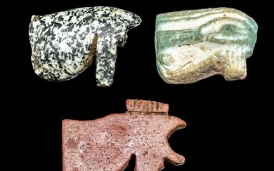 3 Egyptian Stone & Faience Wadjet Amulets