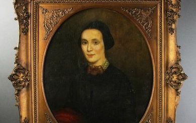 19th Century Portrait of Lady, Oil on Canvas