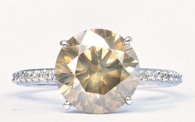 3.61 ct IGI Natural Fancy Brownish Grey - 14 kt. White gold - Ring - 3.33 ct Diamond - Diamonds, No Reserve Price