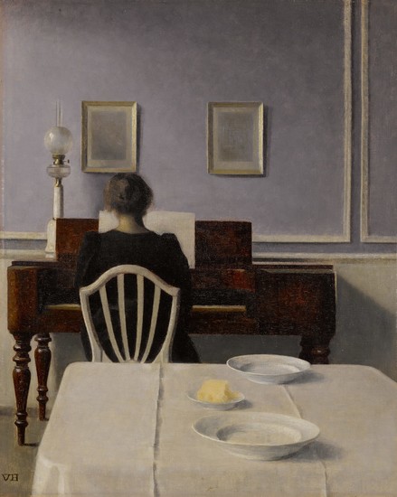 INTERIOR WITH WOMAN AT PIANO, STRANDGADE 30, Vilhelm Hammershøi