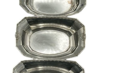 3x petite coupe, argent-925-, env. 60 gr., H-2,5 cm, 7,5x5 cm