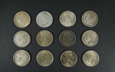 (4) Morgan & (8) Peace Silver Dollars.