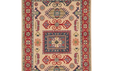 4' x 6'1 Hand-Knotted Pakistani Kazak-Style Area Rug