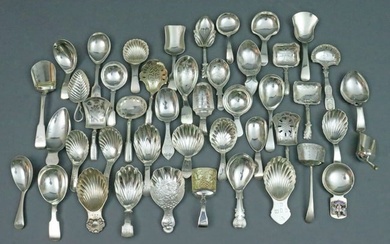 (45) PIECE STERLING TEA CADDY SPOON COLLECTION