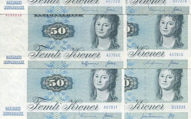 50 kr 1972 A0 (2), 1976 A2, 1978 A5, 1979 A6 and...