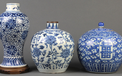 Chinese Blue-and-White Porcelain Jars and Vase