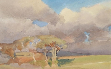 Archibald Knox (1864-1933) Landscape with trees, Isle of Man Watercolour,...
