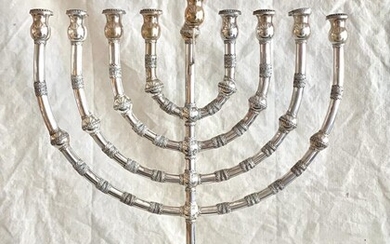 Magnificent silver Bezalel Chanukah menorah