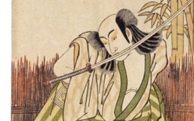 KATSUKAWA SHUNKO I (1743–1812) AN ACTOR OF THE ICHIKAWA FAMILY EDO PERIOD, 18TH CENTURY woodblock print, signed Katsukawa Shunko ga, circa 1779 vertical hosoban