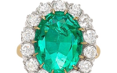 55207: Colombian Emerald, Diamond, Platinum-Topped Gol