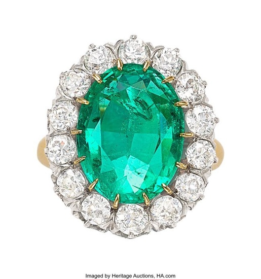 55207: Colombian Emerald, Diamond, Platinum-Topped Gol
