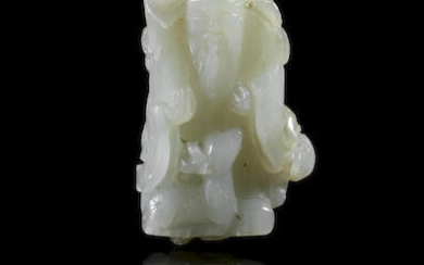 A small pale jade figure of Shoulao