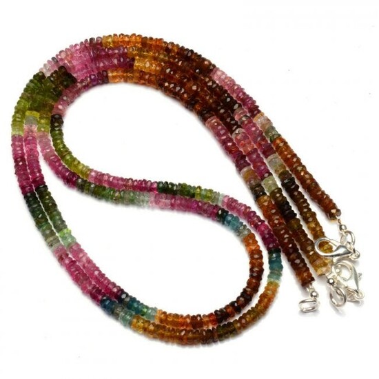 56.00 ct. Multi-color Tourmaline Heishi Beads Necklace