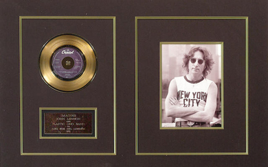 A gold 45 record of John Lennon's "Imagine"