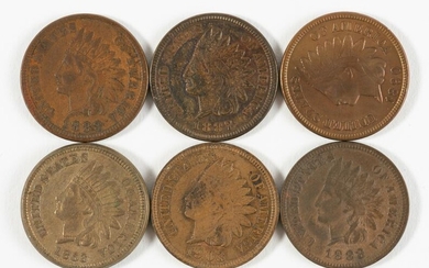 6 Indian Cents Incl. 1863 Copper Nickel