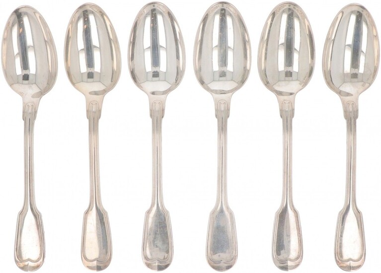 (6) piece set Christofle dinner spoons model: "Chinon sterling" silver.