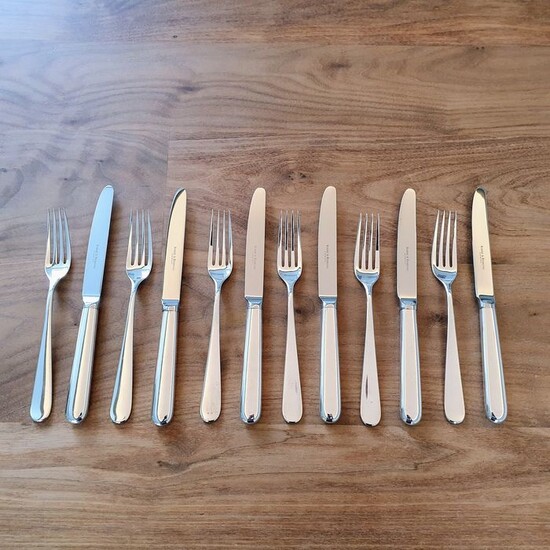 6 table knives, 6 table forks (12) - .925 silver - Berking - Germany - 2013