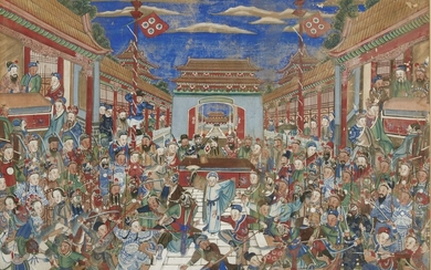 A Chinese export painting, Qing Dynasty, late 19th century