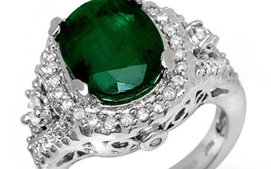 6.15 ctw Emerald & Diamond Ring 14k White Gold