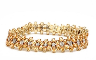 14k Yellow Gold, Diamond and Orange Citrine Bracelet