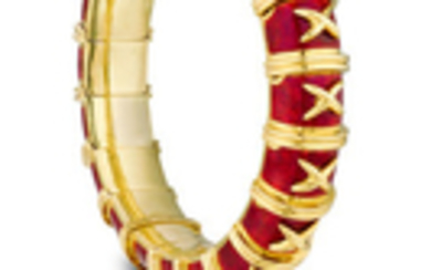 An 18k gold and enamel "X" bracelet,, Jean Schlumberger for Tiffany & Co.