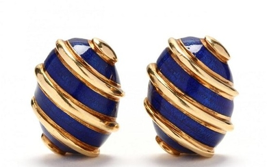 18KT Gold Enamel Earrings, Schlumberger for Tiffany &