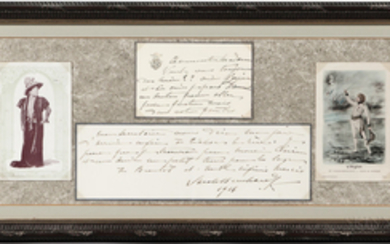 Bernhardt, Sarah (1844-1923) Autograph Letter Signed, 1916.